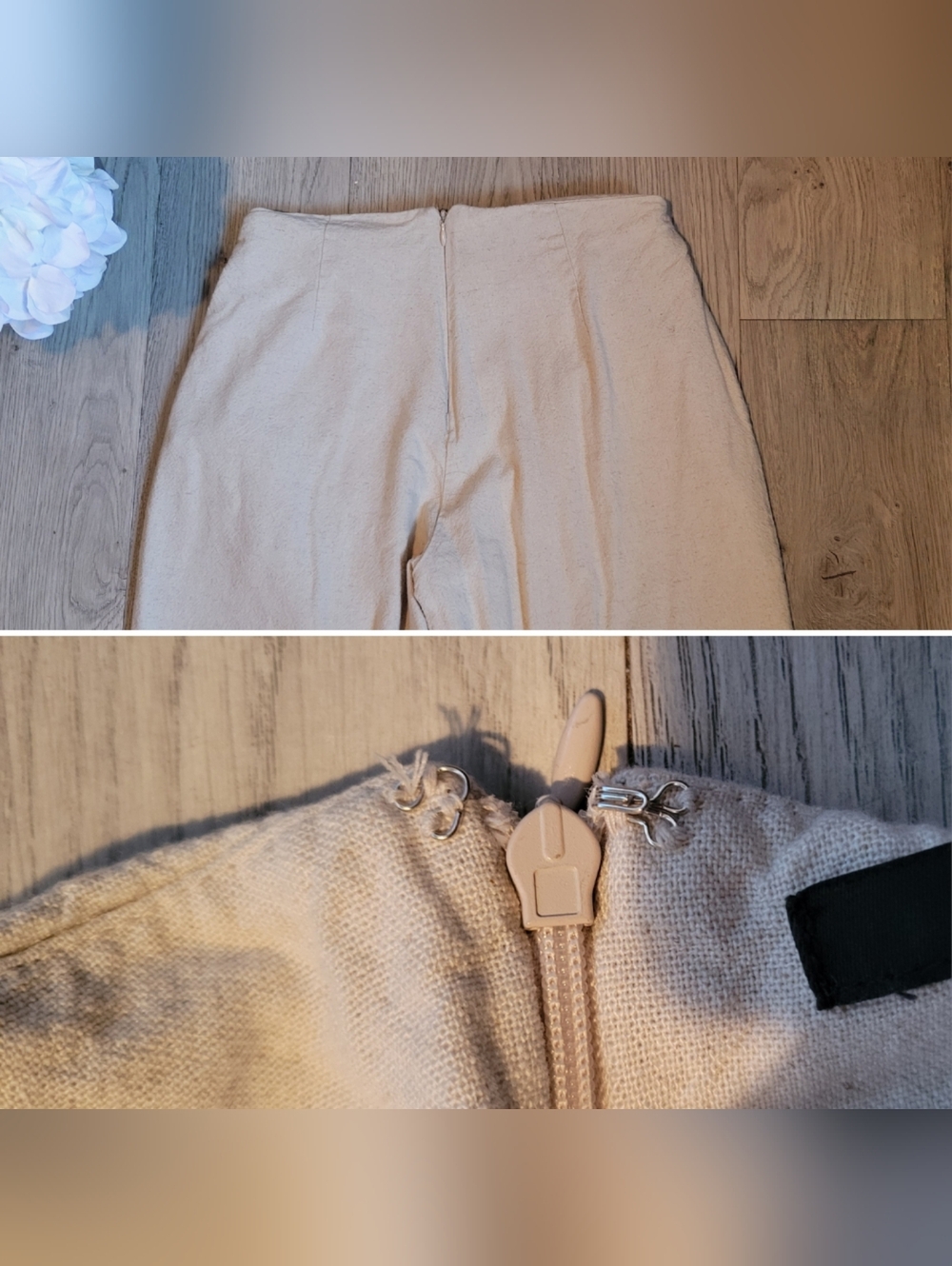 Forever 21 Cream Pleated Wide Leg High-Waist Linen Flax Blend Trouser, Women's S - Picture 10 of 13
